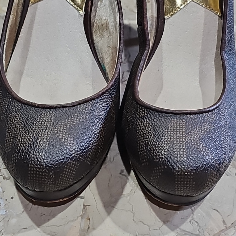 Michael Kors Hamilton MK Padlock Pumps Black Brown Platform Size 5 - Picture 3 of 12